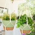 thumbnail image 4 of QCQHDU 2 Pack 10 inch Plastic Green Hanging Planters with 3 Hooks, Hanging Plant Pot Basket with Drainage Hole for Garden Home, 4 of 6