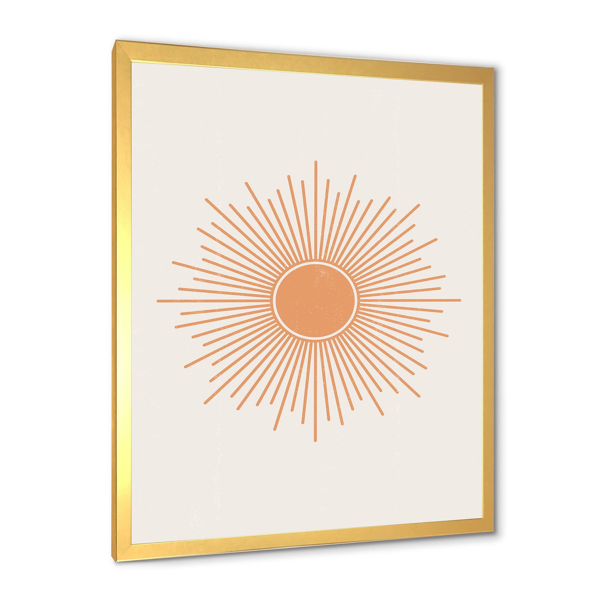 Designart 'Minimal Bright Shining Orange Sun Rays III' Modern Framed Art Print