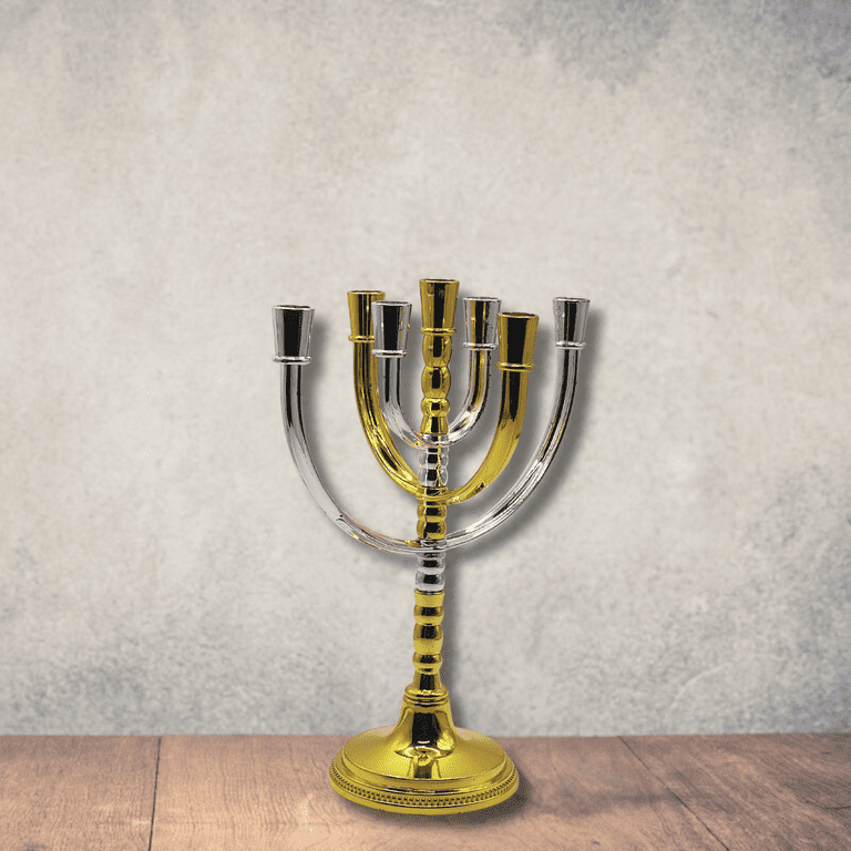 Rotating Temple Menorah Gold and Silver Candle Holder photo 6