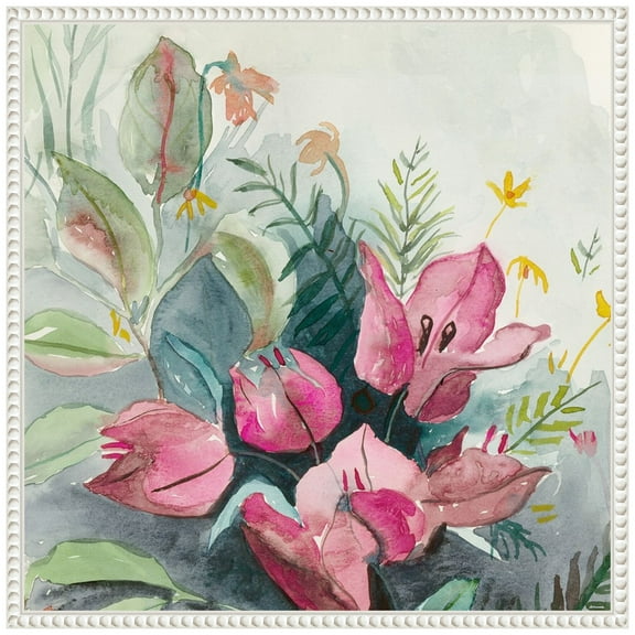 Amanti Art Bougainvillea Garden I Framed Canvas Wall Art Print