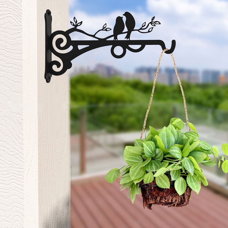 Keyohome Hanging Plant Bracket,2 Pcs 8" Cast Iron Decorative Wall Planter  Hanger Hooks for Hanging Plants Flower Baskets Wind Chimes Bird ...