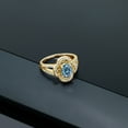 thumbnail image 4 of Gem Stone King 18K Yellow Gold Plated Silver Ring Oval Persian Blue Moissanite and (1.75 Cttw, Size 7), 4 of 4