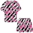 thumbnail image 2 of NICKSUN Ensemble de Pyjama d'Été 2 Pcs pour Femmes, Vêtements de Nuit Doux et Confortables avec Short de Détente, Rayé Bananes Roses, S, 2 of 8