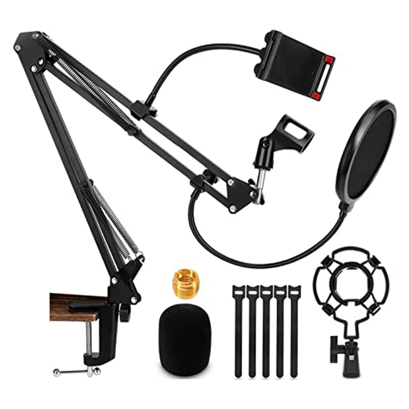 Microphone Stand,Adjustable Desk Suspension Scissor Arm Mic Arm for
