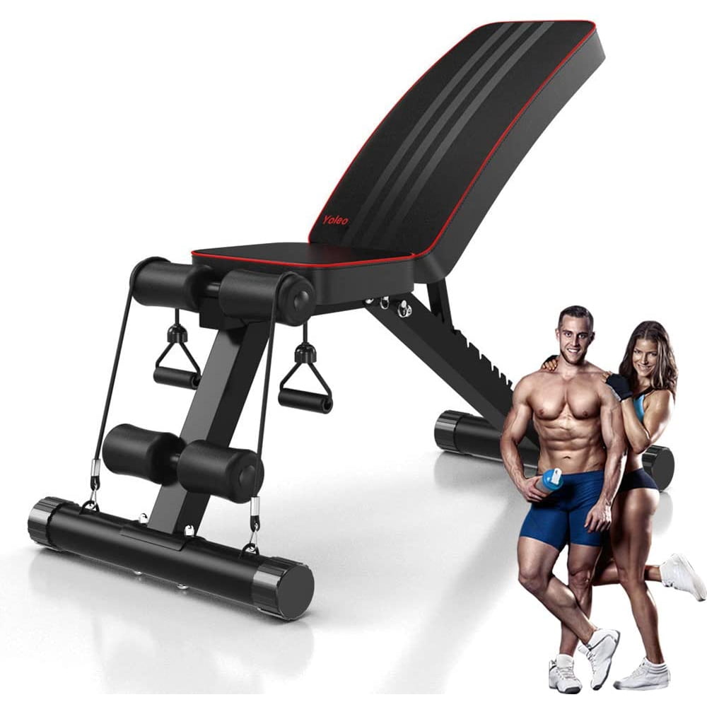 YoleoStore Weight Bench Adjustable Heavy Duty, Assembled & Foldable Workout Bench Press for Home