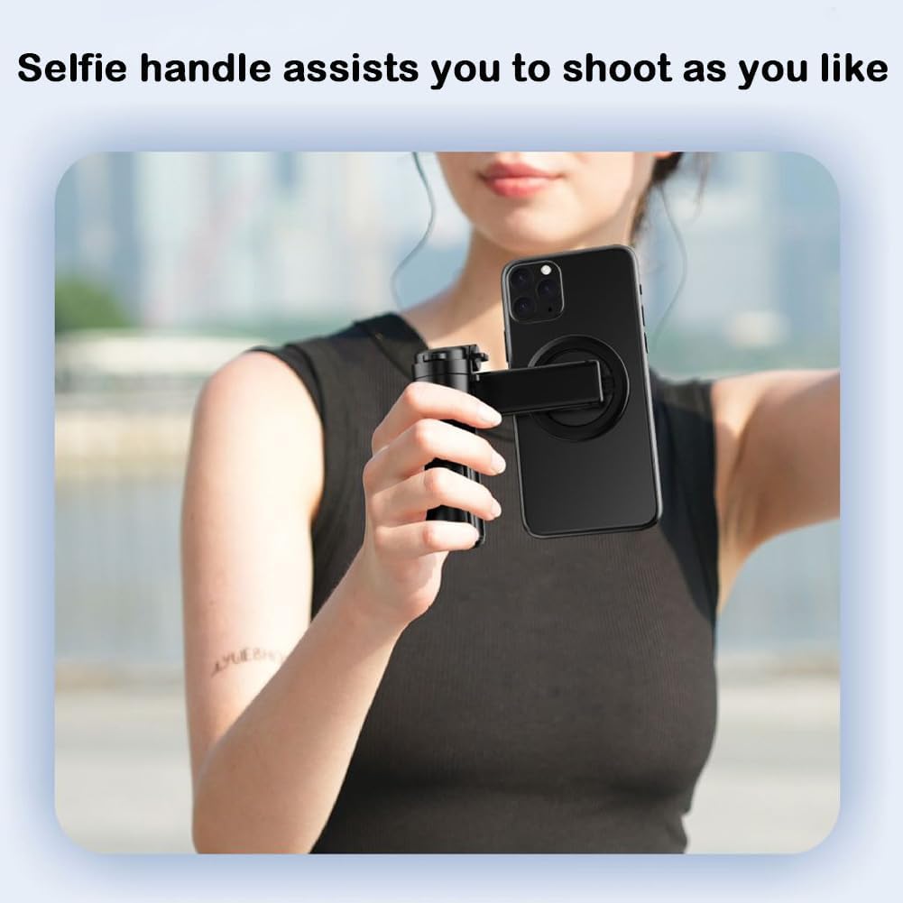 Perche à Selfie Magnétique 4-en-1 – Mini Trépied, Télécommande Bluetooth, 360°, Pour IPhone Et Android