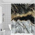thumbnail image 5 of Marble Shower Curtain, Black Grey Shower Curtain for Bathroom Stall RV Abstract Modern Waterproof Fabric Shower Curtain Set with Hooks 72x84 inches, 5 of 6