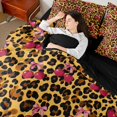 thumbnail image 4 of Manfei Girls Leopard Print Bedding Comforter Set 7-Piece, Kawaii Cherry Bow King Bedding Sets, Brown Cheetah Print Bed Sheets, Breathable Home Decor, 4 of 8