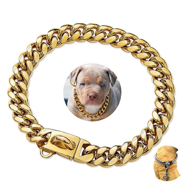 Collar para perro de 14 mm, nuevo, de acero inoxidable, cadena cubana, collar para perro, 14