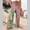 Green, variant on Pants for Women 3D Paper Rose Floral Print Wide Leg Pants Summer Trendy Elastic Waist Boho Palazzo Pants with Pockets