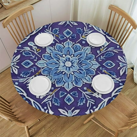 

Ullo0ord Circular and Floral Round Tablecloths Diameter Water Resistant Tablecloths for Dining Kitchen Wedding Parties etc. Machine Washable 38-42