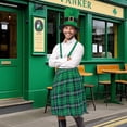 thumbnail image 4 of ‌Alaiyaky 9 Pcs St Patrick's Day Costume Set Irish Plaid Green Kilt Suspenders Faux Mustache Sock Hat Cup Badge for Irish Party Decor, 4 of 7