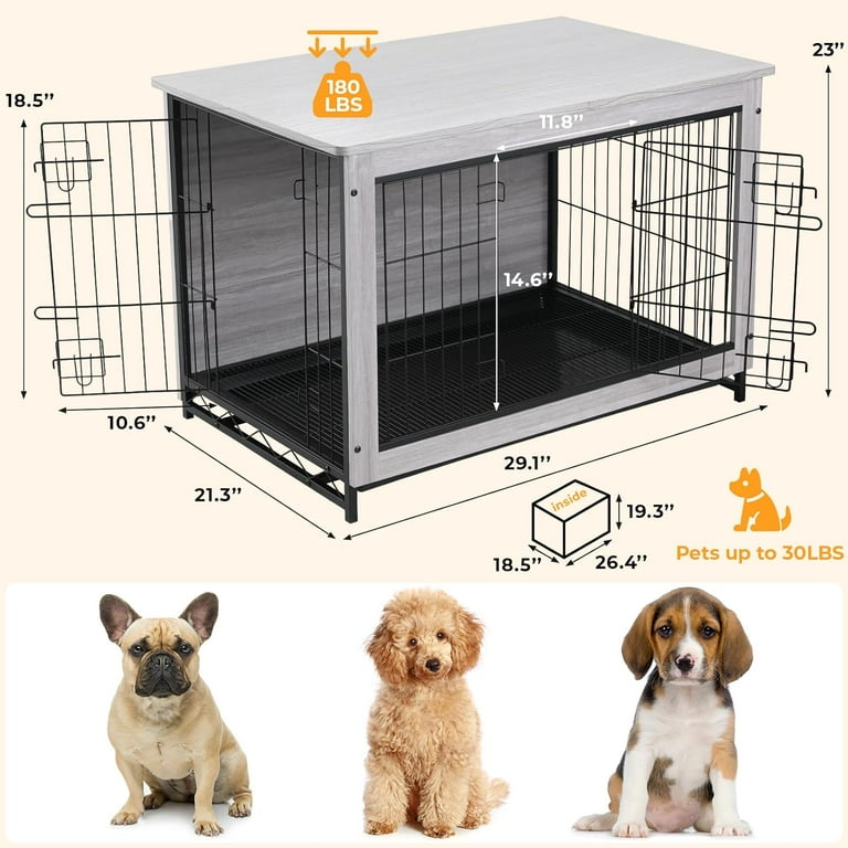 LAZY BUDDY Dog Crate & Furniture, Modern, Double Doors, Pull