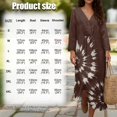 thumbnail image 6 of Xixirimido Brown Tie-dye Print Spring Summer Dress for Women Casual Loose Flowy Dress 3/5 Sleeve V-Neck Linen Dresses Beach Vacation Midi Dresses M, 6 of 6