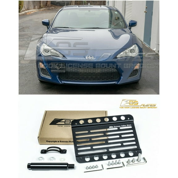 Extreme Online Store Replacement for 2013-2020 Subaru BRZ | EOS Plate Version 1 Mid Sized Front Bumper Tow Hook License Relocator Mount Bracket Tow-029 