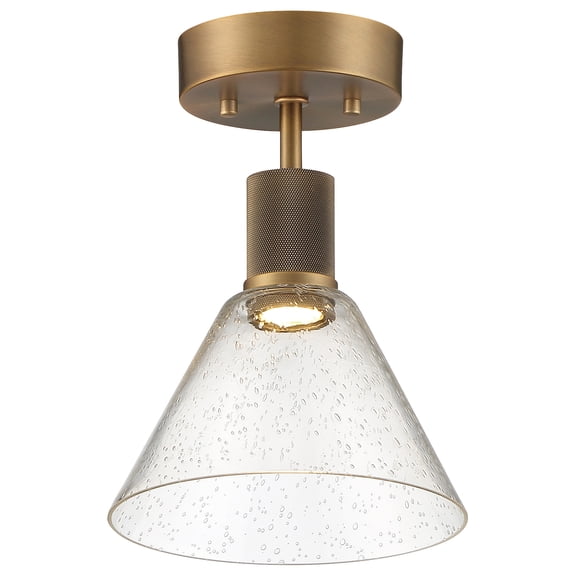 63146LEDD-ABB/SDG Access Lighting Port Nine - 9W 1 LED Semi-Flush Mount In Transitional Style-11 Inches Tall and 8 Inches Wide-Antique Brushed Brass