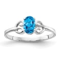 thumbnail image 1 of Solid 14k White Gold 6x4mm Oval Blue Topaz Engagement Ring Size 7.5, 1 of 2
