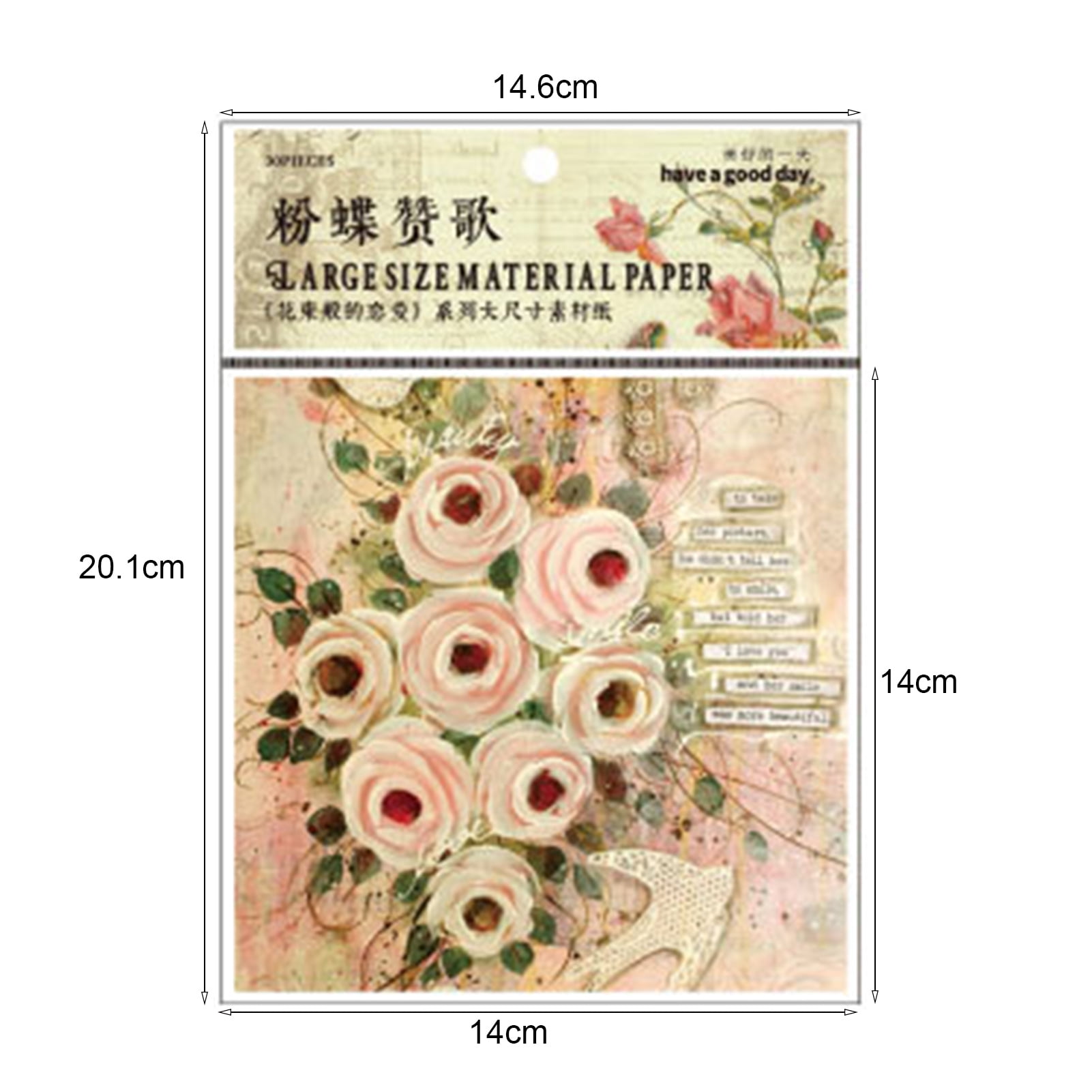 Grandest Birch 6PCS Scrapbooking Paper Vintage Style Ornamental Pattern Letters Printing Artistic Notebook Natural Journaling Paper Stationery Supplies ,D