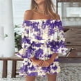 thumbnail image 3 of asdoklhq Womens Plus Size Clearance Dresses, Stylish Summer Sexy Off Shoulder Bell Sleeve Solid And Printed Dresses, 3 of 5