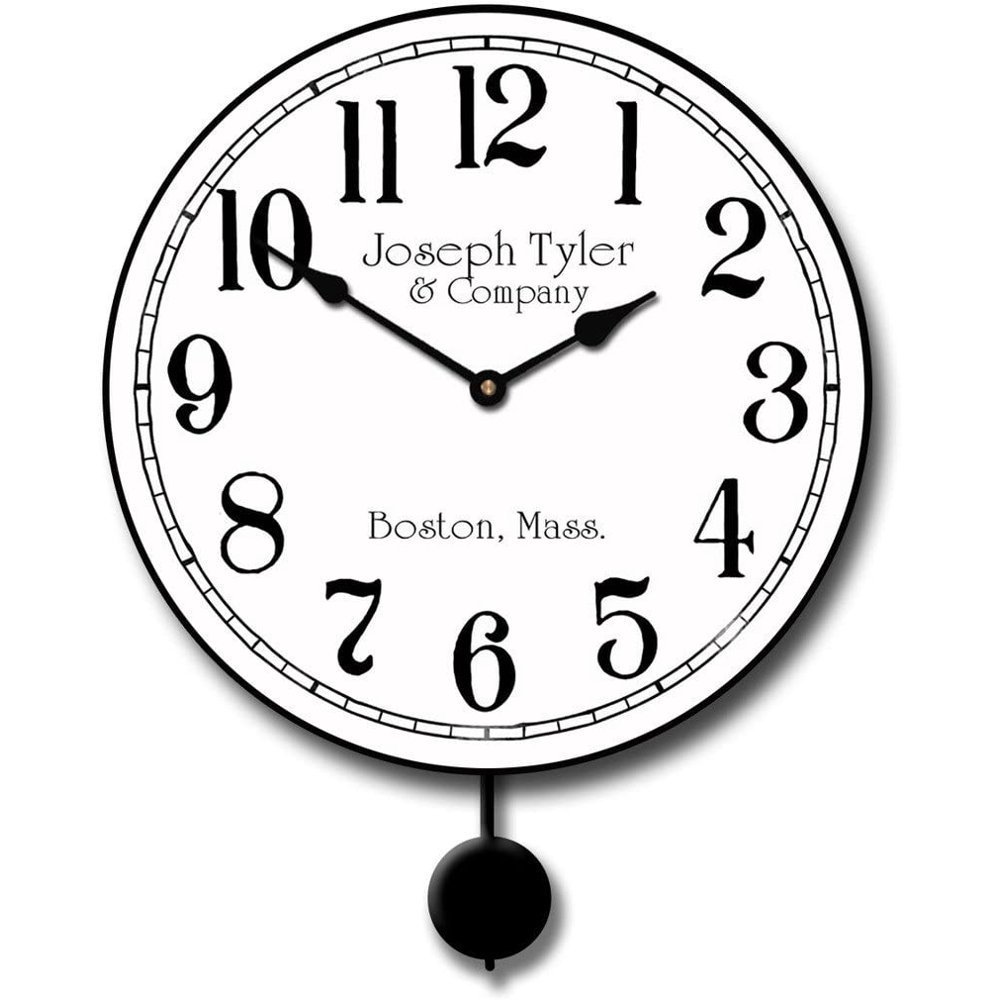Simply White Pendulum Wall Clock Beautiful Color, Silent Mechanism