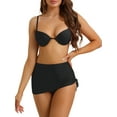 thumbnail image 1 of INSPIRAR CHIC Conjuntos de Bikini de Tirantes Espagueti para Mujeres con Aros 3 Piezas Traje de Baño Falda de Playa con Cuerda Grande Negra, 1 of 5