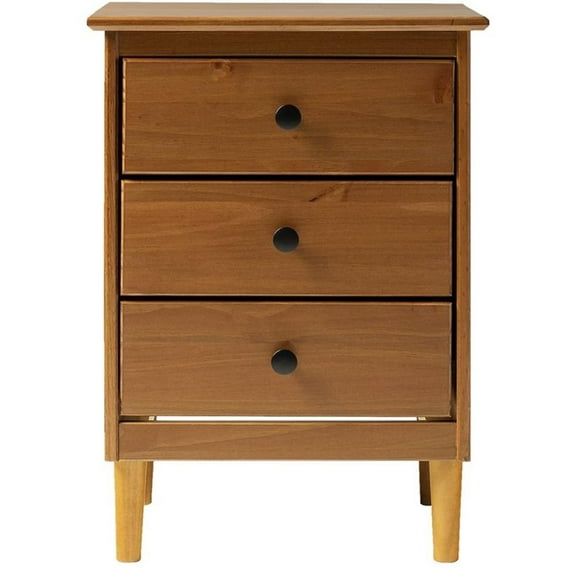 Kingfisher Lane Modern 3 Drawer Solid Wood Nightstand in Caramel