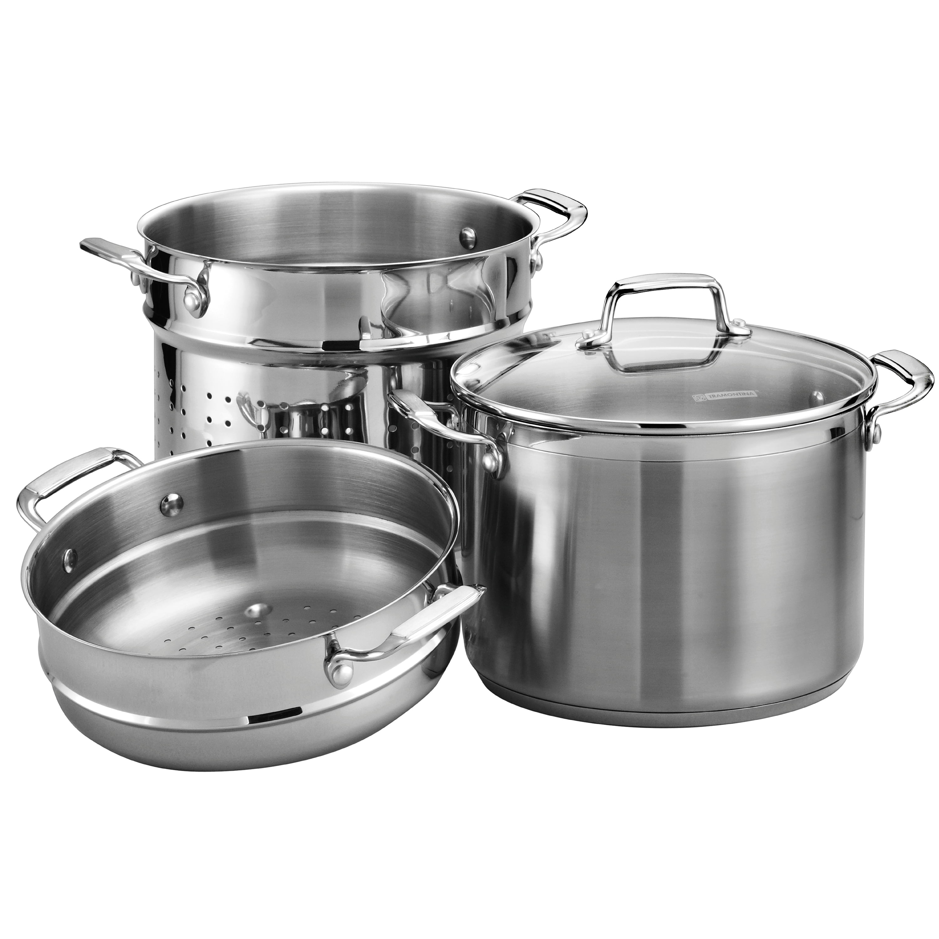 Tramontina Stainless Steel 8 Quart Covered Stockpot With Strainer