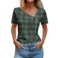thumbnail image 1 of Birdeem Chemise à Manches Courtes pour Femmes avec Imprimé à Carreaux T-Shirt Décontracté, 1 of 12