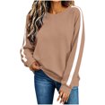 thumbnail image 4 of Zormilly Oversized Sweatshirt for Women Long Sleeve Crew Neck Sweatshirt Striped Casual Pullover Fall Outfit, S-3XL, 4 of 8