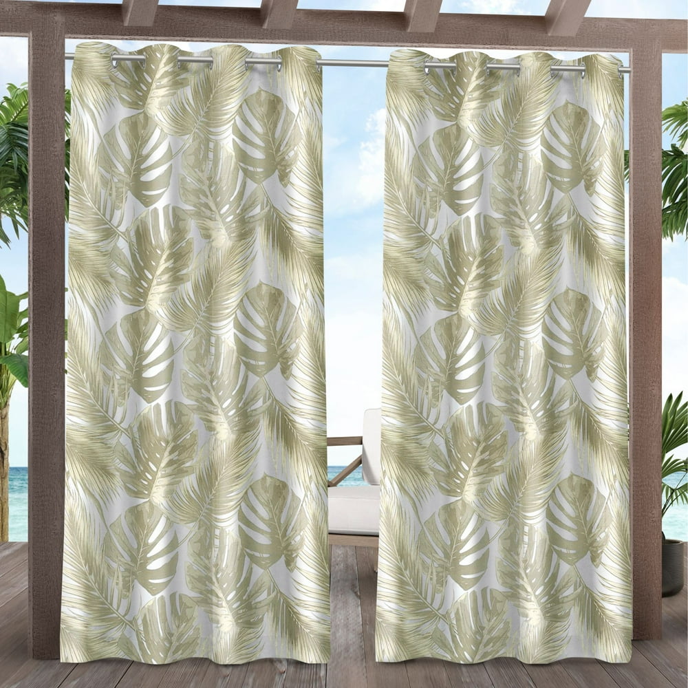 Exclusive Home Curtains Jamaica Palm Indoor/Outdoor Light Filtering Grommet Top Curtain Panel