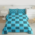 thumbnail image 2 of jejeloiu Modern Geometric Geometric Queen Comforter Set,Minimalist Buffalo Checkered Bedding Sets,Blue Black Grid Bedding Comforter Set For Teens,Luxury Bedroom Decor Reversible,3-Piece, 2 of 8