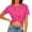 Hot Pink women's knot front crop top a1, variant on Women's Summer Knot Front Crop Top Casual Short Sleeve T-Shirts Round Neck Solid Blouses Trendy Vacation Fashion Clothes, White 2XL