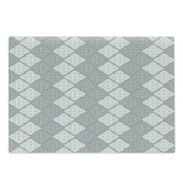 Damask Cutting Board, Victorian Style Ornamental Oriental Retro Mosaic Art Tiles Abstract Image, Decorative Tempered Glass Cutting and Serving Board, Large Size, Dimgray, by Ambesonne