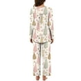 thumbnail image 4 of Hueook Silk Pajamas for Women Plus Size Pajamas Women Christmas Fashionable and Casual Loose Printed Round Neck Button Up Long Sleeved Pants Pajama Set Multicolor 2X, 4 of 7