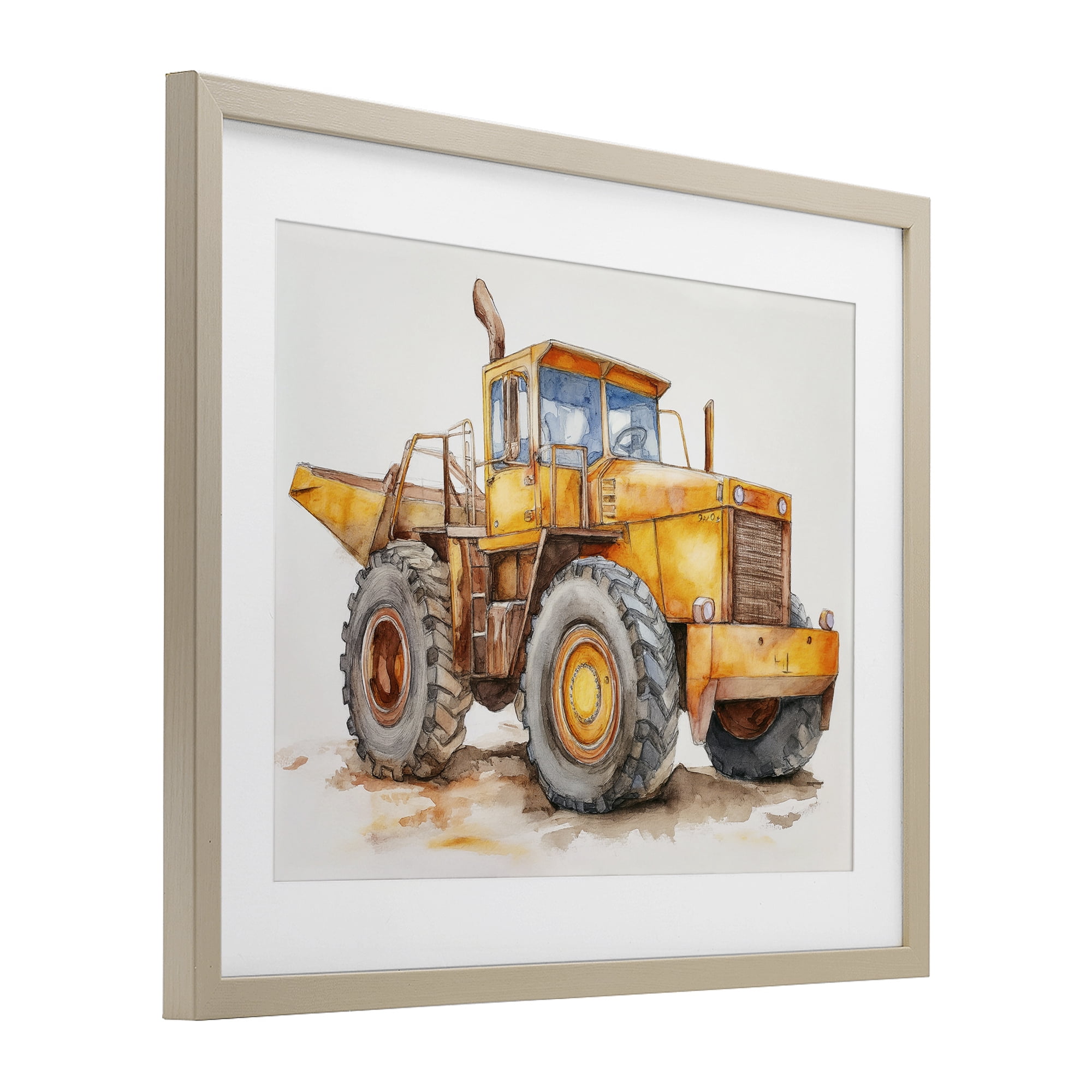 Stupell Industries Construction Truck Whimsicality Birch Framed Print Under Glass, design by Steve Hunziker