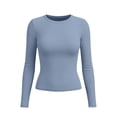 thumbnail image 6 of Zormilly Long Sleeve Shirts for Women Slim Fitted Crew Neck Basic Tees Stretch Soft Casual Underscrubs, XS-2XL, 6 of 6