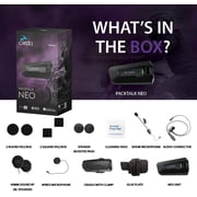 Cardo Packtalk Neo Motorcycle Helmet Communication Intercom System, Waterproof, 2nd Generation Mesh - Connect Up to 15 Riders, Natural Voice Operation, 40mm High Definition Speakers - Dual Pack