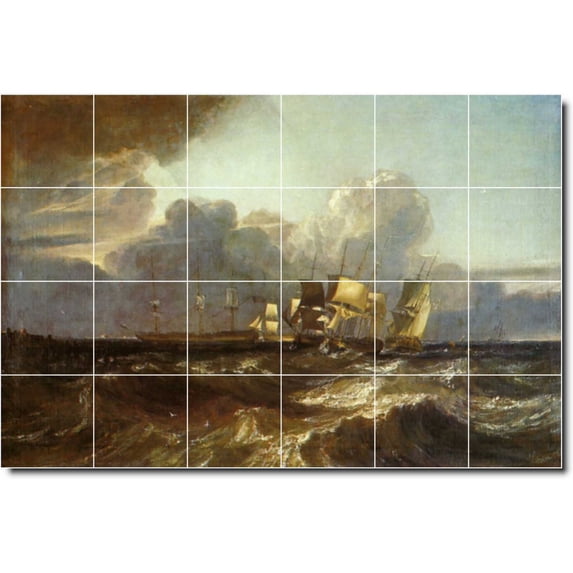 Ceramic Tile Mural-Joseph Turner Waterfront Painting 302. 72" w x 48" h using (24) 12 x 12 ceramic tiles