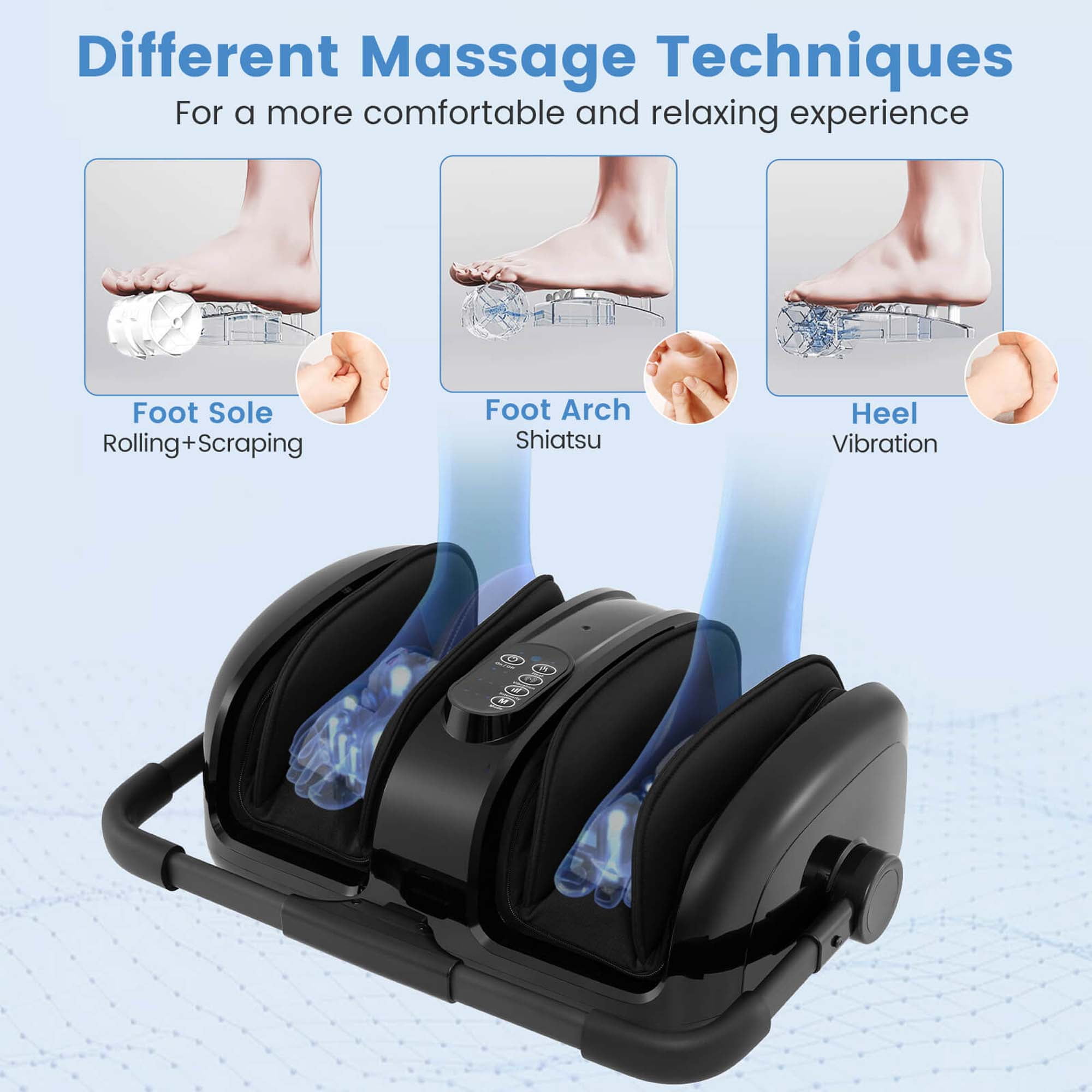 Costway Foot & Calf Massager Vibration Compression Electric Leg Massager Machine with Heat Black