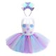 thumbnail image 1 of Kids Girls Princess Mermaid Costume Sleeveless 3D Flower Mesh Tutu Dress Hair Hoop Set Children Halloween Cosplay Party Dress Up2-3Y Gong Bohan LED, 1 of 2