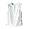 thumbnail image 2 of ZyeKqe Mens Tank Top Sleeveless Button up Shirts Round-Neck Loose Fitting Summer Tees T Shirts, 2 of 6
