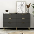 thumbnail image 3 of Black Dresser for Bedroom, 6 Drawers Wood Dresser with Golden Handle, Modern Wood Chest for Living Room, Hallway, Entryway, 3 of 7
