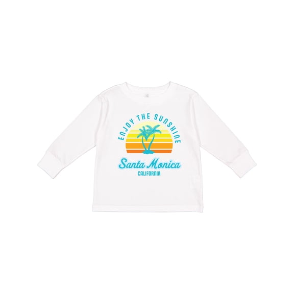Inktastic Summer Enjoy the Sunshine Santa Monica California in Blue Boys or Girls Long Sleeve Toddler T-Shirt