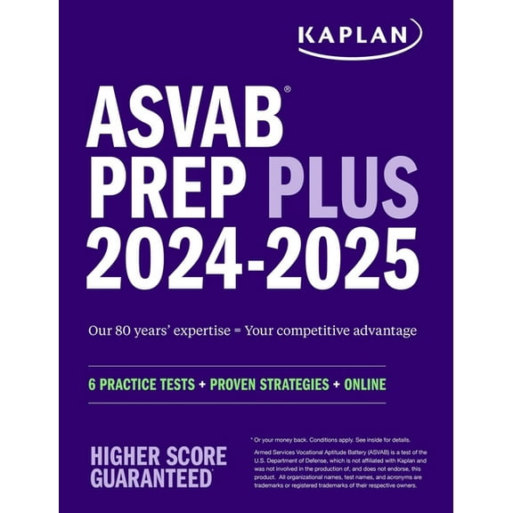 Kaplan Test Prep ASVAB Prep Plus 2024-2025: 6 Practice Tests Proven Strategies Online Video, (Paperback)