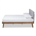 thumbnail image 2 of Baxton Studio Devan Mid-Century Engineered Wood Tufted Platform Bed, Full, Light Grey/Walnut, 2 of 6
