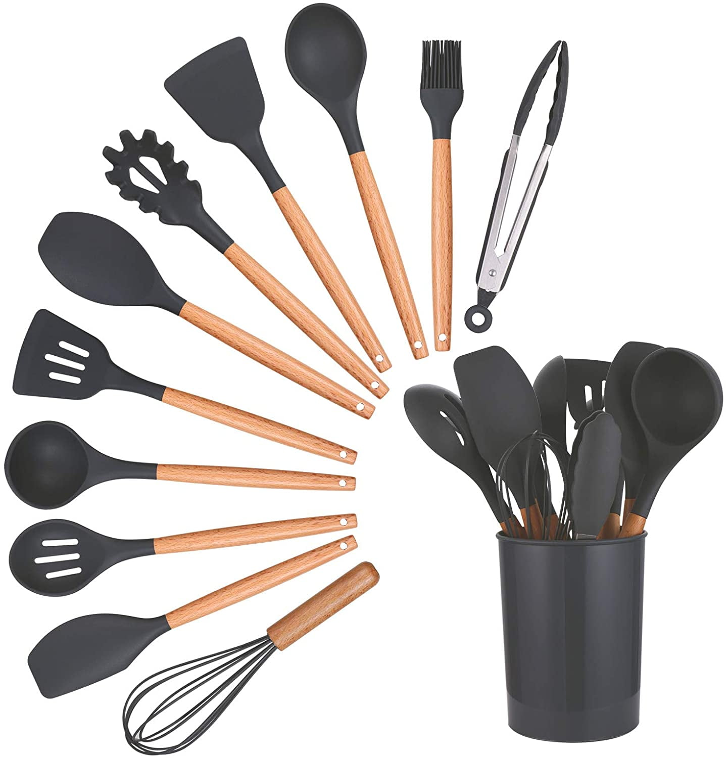 12 Pcs Silicone Kitchen Cooking Utensils Set Tools Non-stick Spatula Spoon