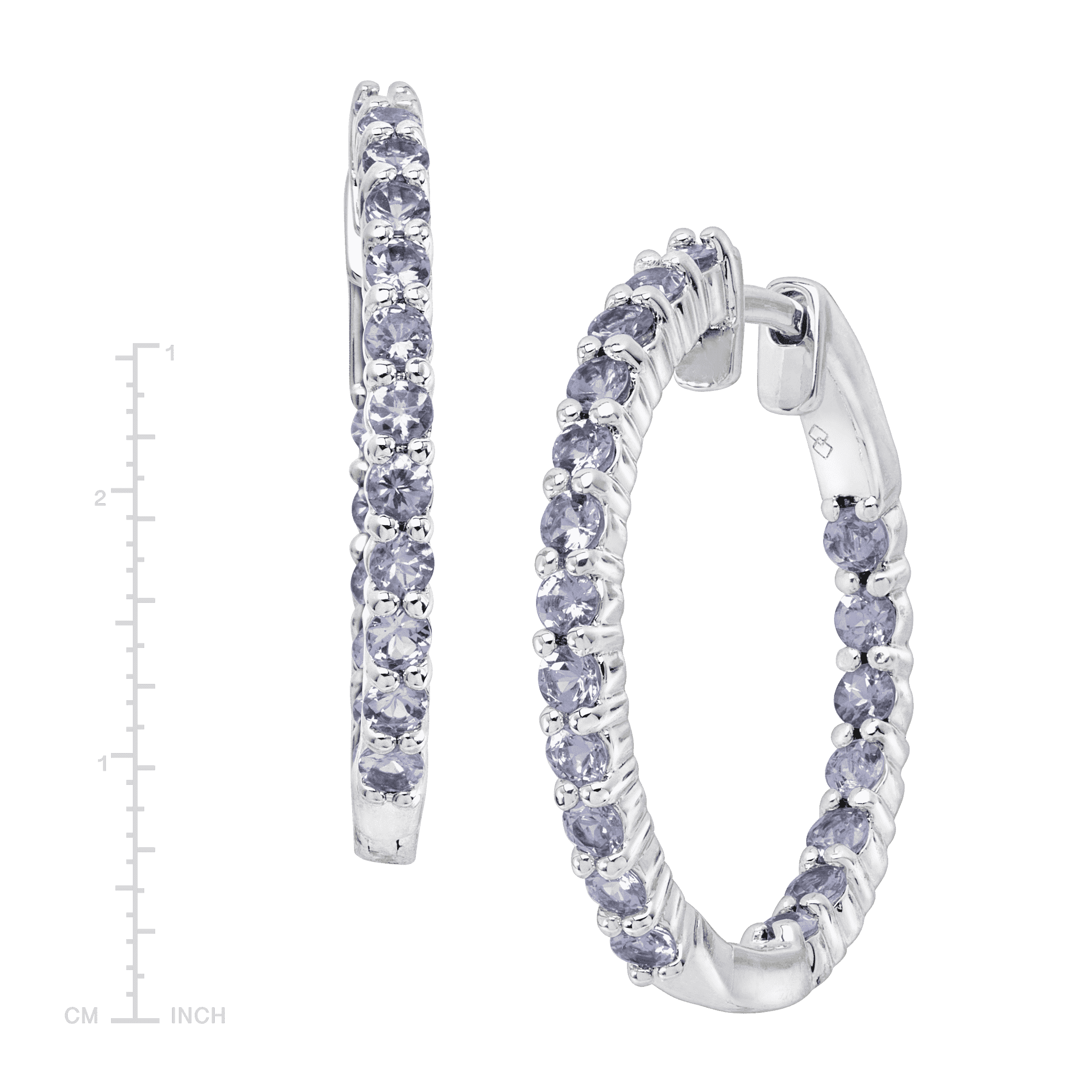 Women's Welry 24mm Tanzanite Front-Back Hoop Earrings in Sterling Silver