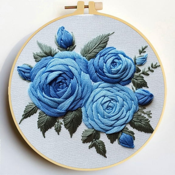 Punch Needle Kits Roses Embroidery Starter Set with Hoop Easy for Beginners DIY Stress Relief Handmade Craft Hobby and Home Decor 20x20cm-3