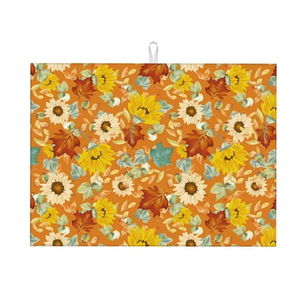 

Fuzoiu Daisy maple fall Print Absorbent Reversible Microfiber Dish Drying Mat for Kitchen Dish Drying Pad for Dishes Utensils Pots and Pans Extra Large 18 Inch x 24 Inch