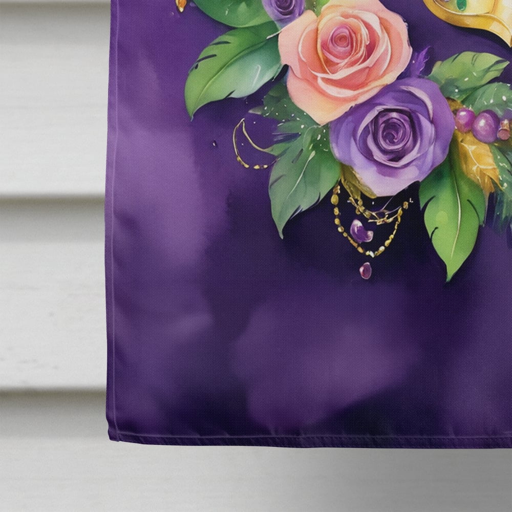 Caroline's Treasures DAC5251CHF Wreath Mardi Gras House Flag Large Porch Sleeve Pole Decorative Outside Yard Banner Artwork Wall Hanging, Polyester, House Size, Multicolor